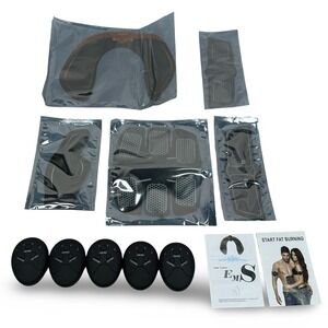 EMS Hips and Muscle Trainer Kit Abdominal Arm Glute Stimulator Black Gray 5pc